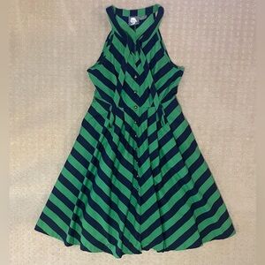 Anthropology Brand, Girls from Savoy, Green & Navy  Sun Dress w/ pockets, Sz 4‎